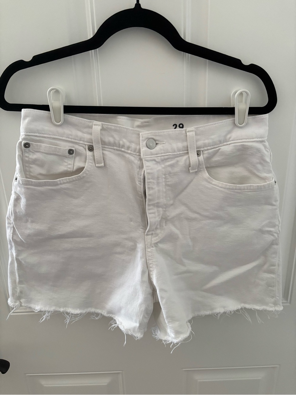 J. Crew White Denim Cutoff Shorts with Raw Hem